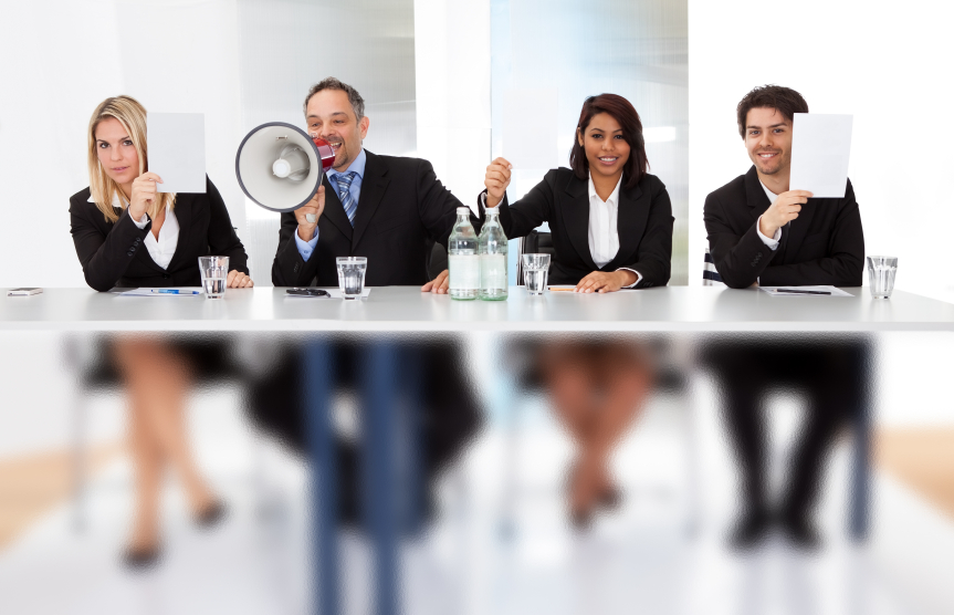 lead scoring - business judges at table