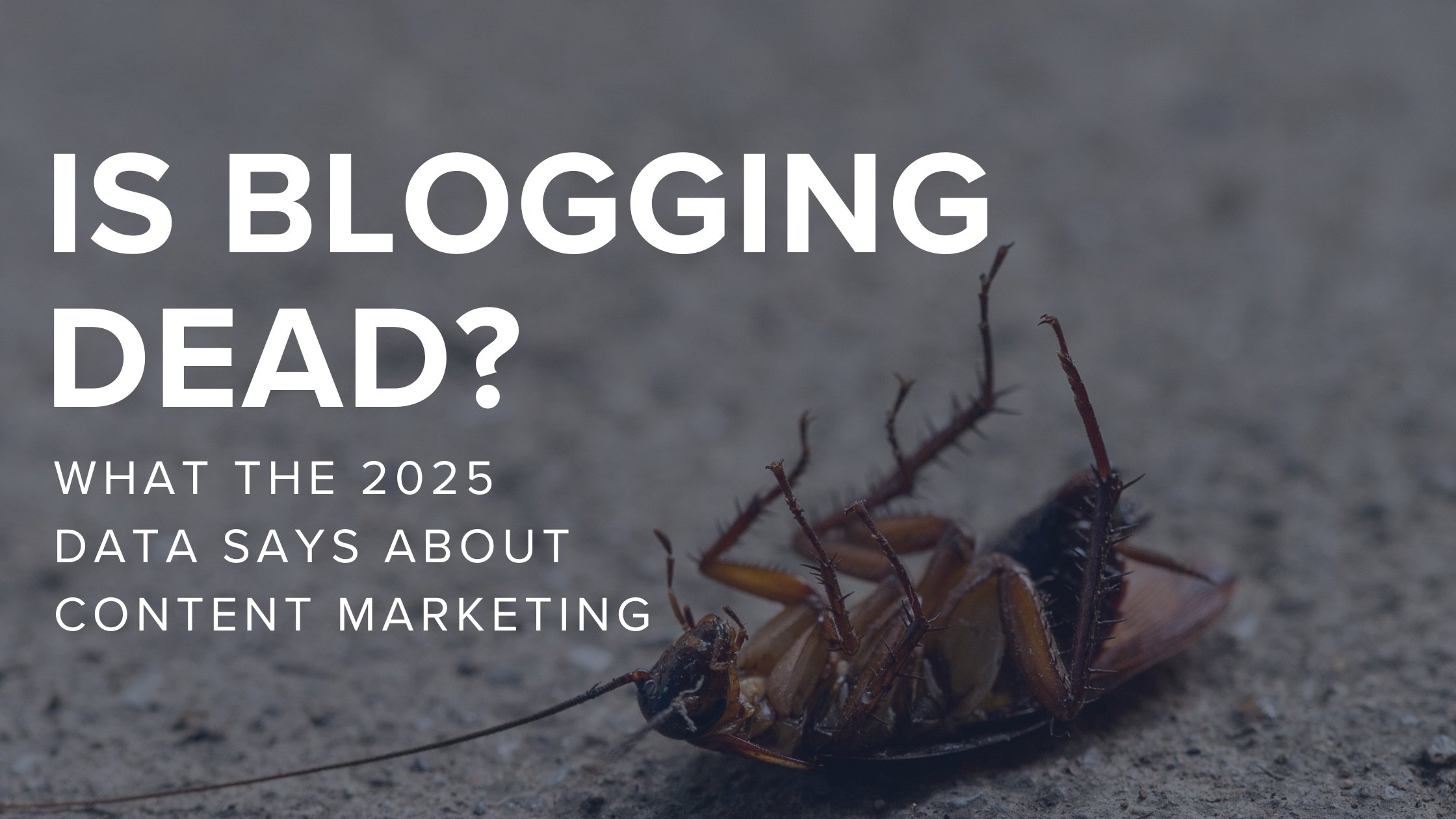 Text over image of dead cockroach: Is Blogging Dead? What the 2025 Data Says About Content Marketing 